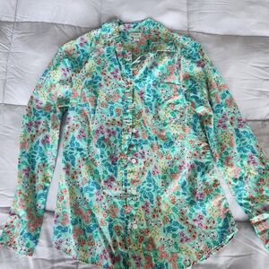 J. Crew Mint Green Floral Button-Down Shirt